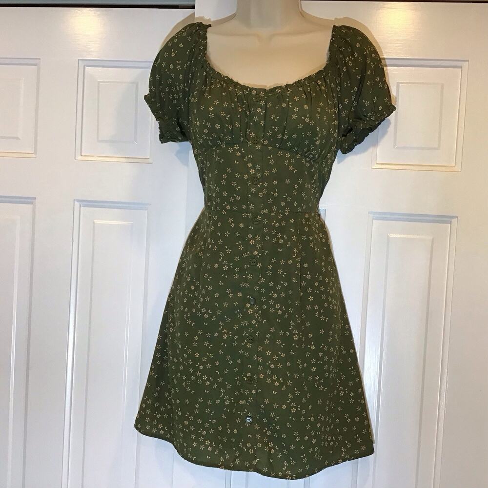 Trixxi Milkmaid Empire Babydoll Mini Dress Sz L Coquette Dainty Coastal Cowgirl